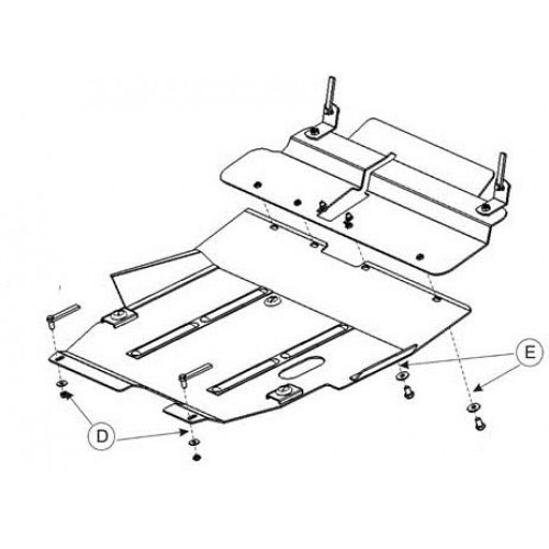 Plieninė 2mm variklio apsauga Mitsubishi Outlander 2003-2010; visi darbiniai tūriai